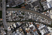 Vista aérea da favela do Moinho, em São Paulo
