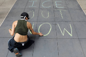 Protest against federal immigration sweeps, in Chicago