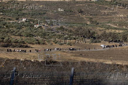 Druze poeple in Golan Heights gather near Syria border