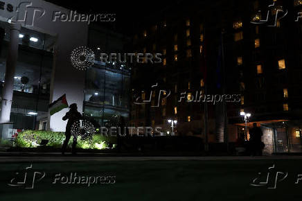 Protest in solidarity with Palestinians in Gaza, in Santiago
