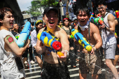 Revellers celebrate New Year Water Festival in Bangkok