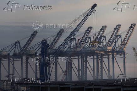 Container cranes at the Port of Savannah in Savannah, Georgia, US
