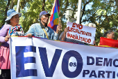 FILE PHOTO: Supporters of Bolivia's former President Evo Morales protest electoral ban, in Cochabamba