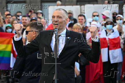 Political rally for the Belarusian opposition in Warsaw