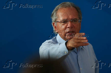 O ministro da Economia, Paulo Guedes, durante entrevista
