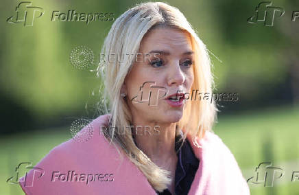 U.S. Attorney General Bondi speaks to members of the media at the White House in Washington