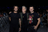 Os integrantes da Banda Jota Quest, Marco Tulio Lara, Rogério Flausino e PJ