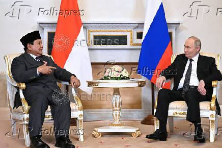 Russian President Vladimir Putin meets with Indonesian President Prabowo Subianto in Saint Petersburg