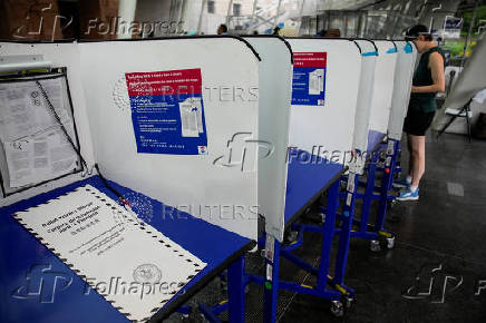 Early voting during primary election in Brooklyn, New York