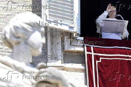 Pope Leo XIV delivers the Angelus prayer at the Vatican