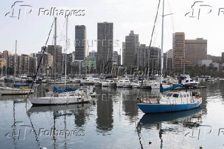 Yachts break the city skyline ahead of the G20 finance meeting in Durban