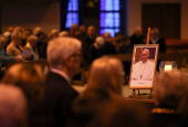 Catholics attend a Requiem Mass for Pope Francis at Liverpool Metropolitan Cathedral, following the death of Pope Francis, in Liverpool
