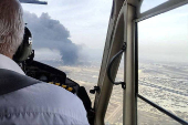 Smoke rises following an explosion at the Shahid Rajaee port in Bandar Abbas