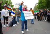 Protest against the visit of Syria's President Ahmed al-Sharaa in Paris