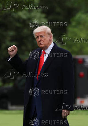 U.S. President Trump departs the White House to attend a private dinner at the Trump National Golf Club