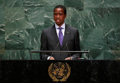 FILE PHOTO: Zambia's former president, Edgar Chagwa Lungu, addresses the 74th session of the United Nations General Assembly at U.N. headquarters in New York City, New York, U.S.