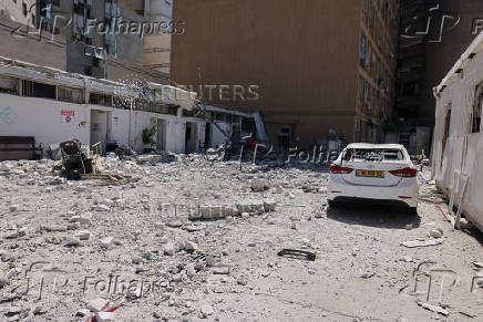 A view of the Soroka hospital complex, after it was hit by a missile fired from Iran, in Beer Sheva