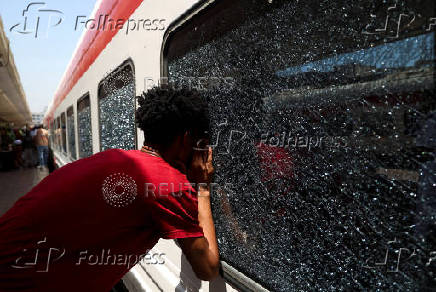 Displaced Sudanese head home from Egypt as a free train with a voluntary return is coordinated by the Egyptian government, in Cairo