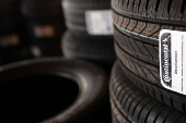 Continental tires are seen in UnionComerc tire shop in Zenica
