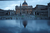 A general view of St. Peter's Basilica at the Vatican, ahead of the conclave to elect the next pope as seen from Rome