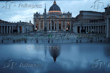 A general view of St. Peter's Basilica at the Vatican, ahead of the conclave to elect the next pope as seen from Rome