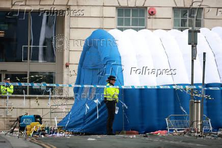 Aftermath of an incident where a car hit fans at the Liverpool parade