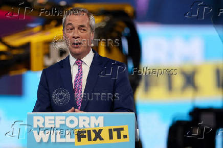 FILE PHOTO: Reform UK party local elections campaign launch, in Birmingham