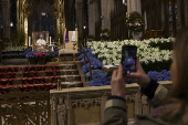 People visit St. Patrick's Cathedral to pay their respects to the late Pope Francis