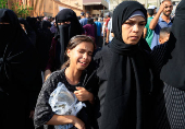 Funeral of Palestinians killed overnight in Israeli attacks, in Khan Younis