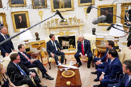 U.S. President Donald Trump meets with NATO Secretary General Mark Rutte at the White House in Washington, D.C.