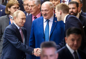 Russian President Vladimir Putin attends the Eurasian Economic Forum in Minsk