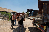 Palestinian Bedouins flee their homes, near Jericho