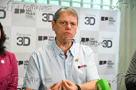 Coletiva do governador Tarcísio de Freitas, em Boituva