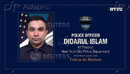 A post on X issued by the NYPD shows a photo of police officer Didarul Islam, who was killed in a reported shooter situation in the Manhattan borough of New York City