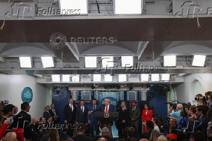 U.S. President Trump meets members of the media at the White House in Washington, D.C