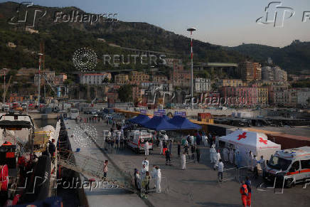 Rescued migrants disembark Sea-Watch 5 ship in Salerno