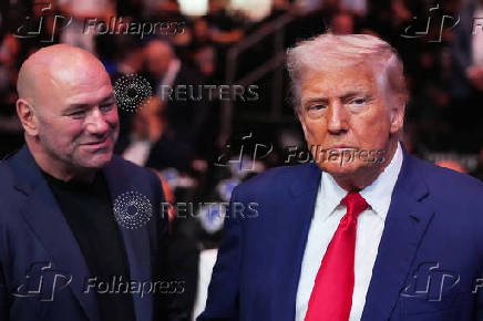 U.S. President Donald Trump attends the UFC-316 mixed martial arts event, in Newark
