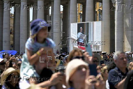 Pope Leo XIV delivers the Angelus prayer at the Vatican