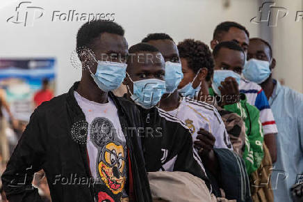 Newly-arrived migrants on the island of Crete