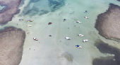 Vista aérea da praia de Moreré, na ilha de Boipeba (BA)