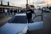 Protest following multiple detentions by Immigration and Customs Enforcement (ICE), in Paramount