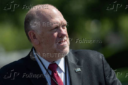 Border czar Tom Homan reacts on the day he speaks to reporters outside the West Wing of the White House in Washington, D.C.