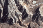 A satellite image shows tunnel entrances near the Isfahan Nuclear Research Center