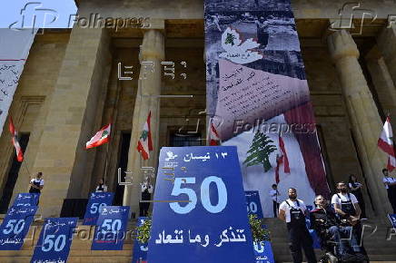 Activists mark the 50th anniversary of the Lebanese civil war in Beirut