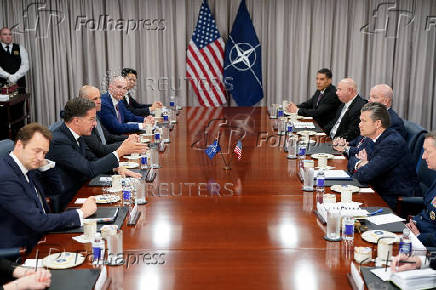 U.S. Defense Secretary Pete Hegseth meets with NATO Secretary General Mark Rutte at the Pentagon in Washington
