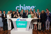 Financial technology company Chime's IPO at the Nasdaq MarketSite in New York City