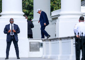 U.S. President Donald Trump departs the White House for Iowa in Washington