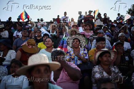 Former Bolivian President Morales holds a rally calling for 