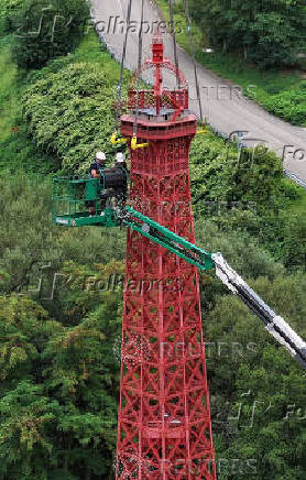 French grandfather assembles 31-meter-high Eiffel Tower replica in Sainte-Croix-aux-Mines