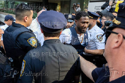 Federal immigration officers at U.S. Immigration Court in New York City